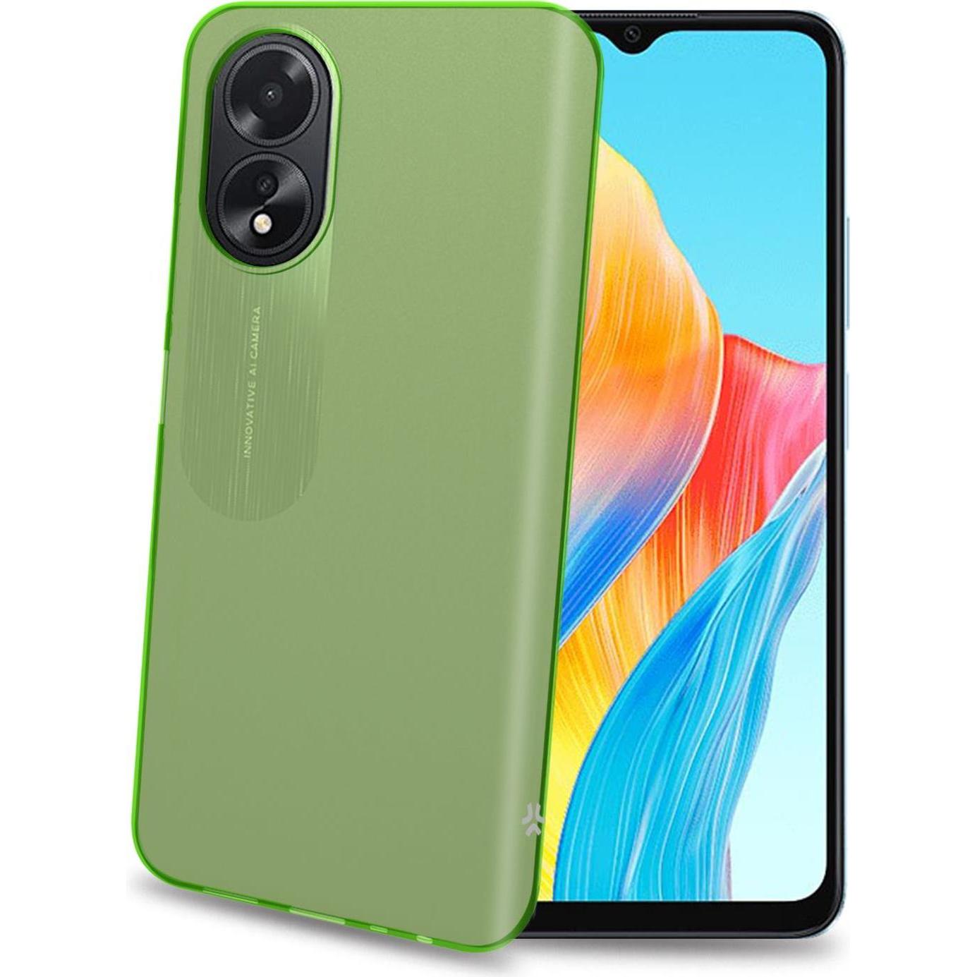 Celly Gelskin Cover Grün transparent für Oppo (Oppo A18, Oppo A38), Cover smartphone, Trasparente, Verde