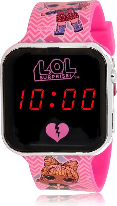 Accutime LED-Kinderuhr L.O.L. Surprise! (rosa), Digitaluhr mit LED-Anzeige für Uhrzeit und Datum,... (Digitaluhr, 217 mm)
