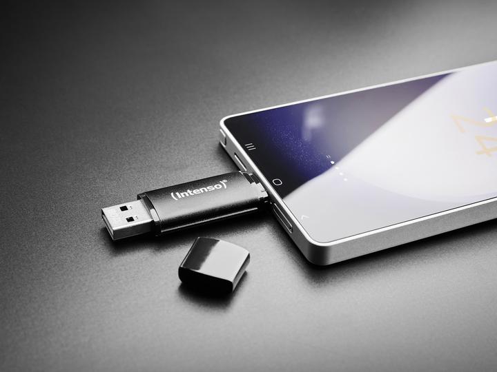 Actual product image Intenso USB Stick Flex Line 64GB USB 3.2 GEN 1X1 Black (64 GB, USB-A, USB-C)