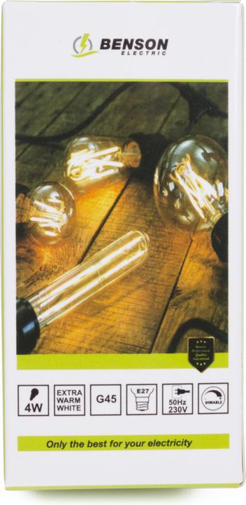 Produktbild Benson Electric LED-Filament-Lampe, G45, E27, 400 lm, 4 W, 2500 K, warmweiss (E27, 4 W, 400 lm, 1 x, F)