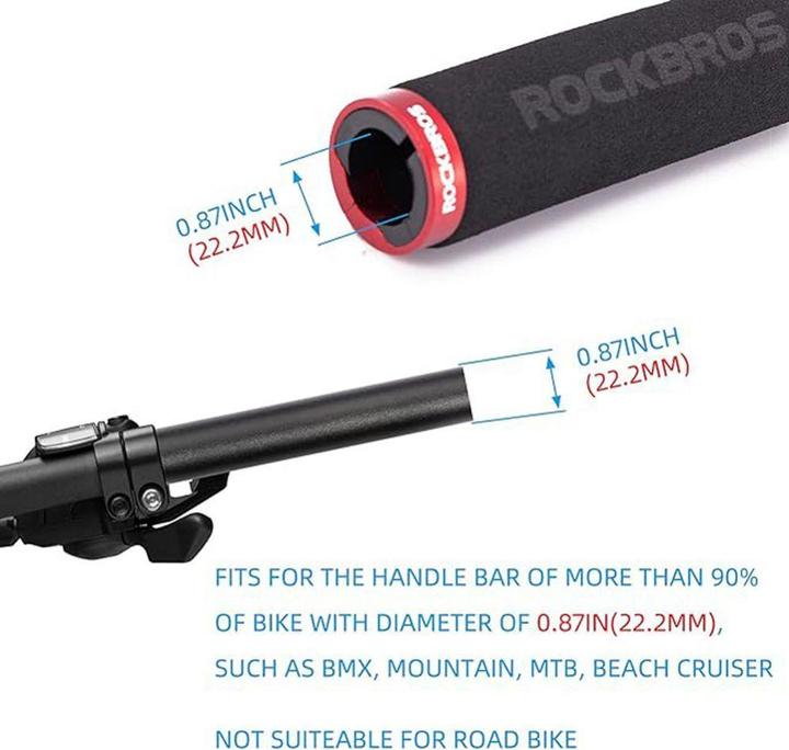 Actual product image Rockbros BT1001BKRD sponge bicycle handlebar grips - black and red