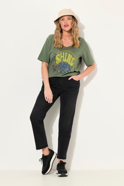 Immagine prodotto Ulla Popken Jeans modello Sarah con piume, taglio della gamba aderente e lavaggio (48)