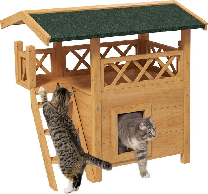 PawHut Casa per gatti con scale e tetto