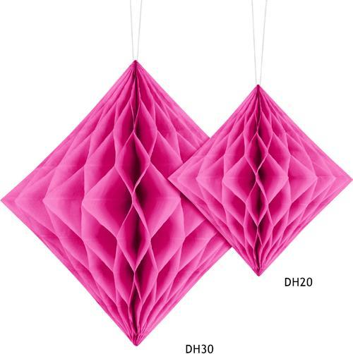 Actual product image Partydeco Honeycomb Diamond, dark pink, 30cm (1 pkt / 1 pc.) (1 pcs.)