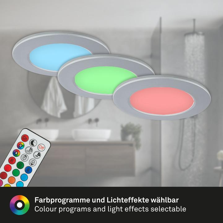 Produktbild Briloner RGB-CCT LED Einbauleuchten-Set,chrom-matt,3xLED/4,8W, IP65 (450 lm)