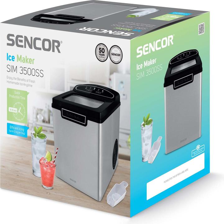 Actual product image Sencor SIM 3500SS ice cube maker Portable ice cube maker /24h Black, Silver
