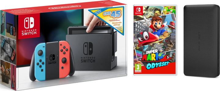 Produktbild Nintendo Switch 45CHF e-Shop + Mario Odyssey + Powerbank PB095