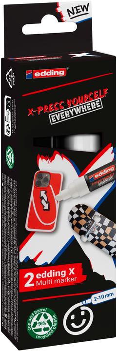 Edding 6900 X Multimarker 2er-Set (Schwarz, Weiss, 10 mm, 2 x)