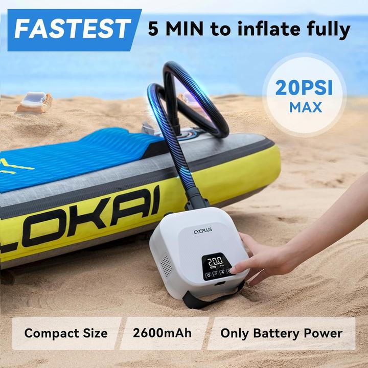 Immagine prodotto Cycplus Elektrische SUP-Inflationspumpe D14Pro 20 PSI Akku Aufblasen & Ablassen