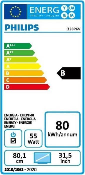 Energy Label Philips P-line 328P6VJEB (3840 x 2160 Pixels, 31.50")