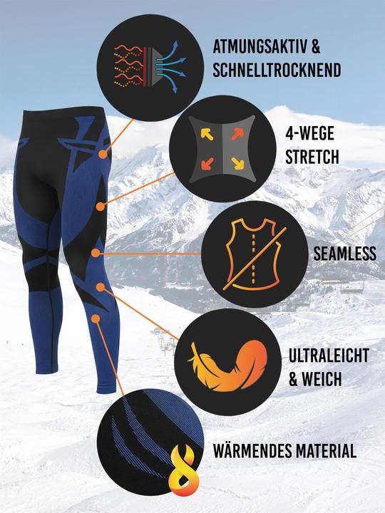 Produktbild Normani 2 x Thermounterhose Lange Skiunterwäsche für Herren - 9849 (S, M)