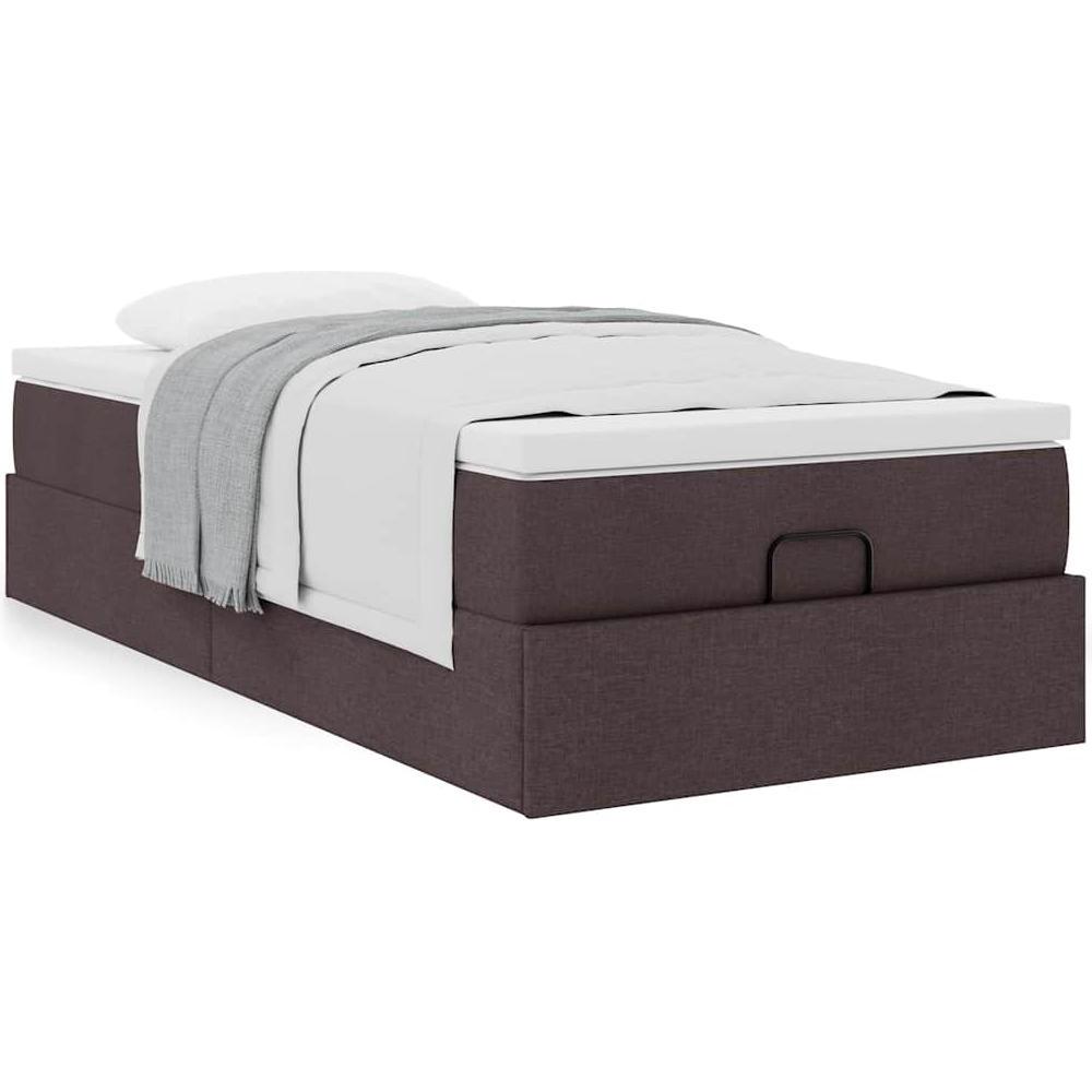 VidaXL, Bett, Ottoman-Bett mit Matratze Dunkelbraun 100x200 cm Stoff (100 x 200 cm)