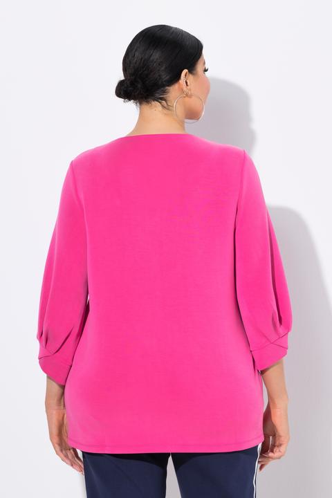 Produktbild Ulla Popken Sweatshirt, Zierfalten, Rundhals, 3/4-Ballonärmel (50, 52)