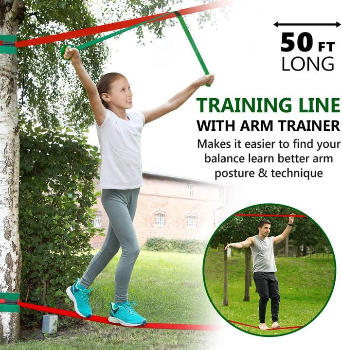 Actual product image Dripex Ninja Slackline Set mit Hindernisparcours (30m, 10 Hindernisse) (30 m)