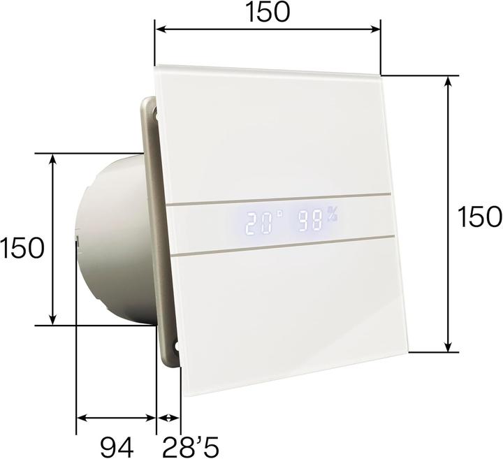 Immagine prodotto Konjac Sponge Ventilatore E-100 GTH Hygro, hvid (31 dB)