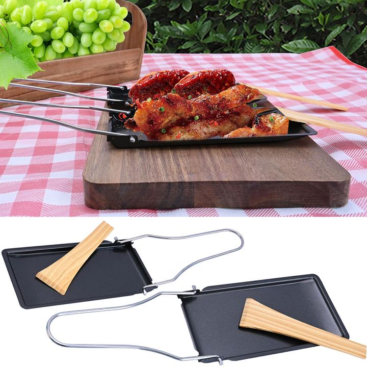 Produktbild Casativo 2er-Set Grillpfännchen mit klappbarem Griff und Holzspatel, Raclette