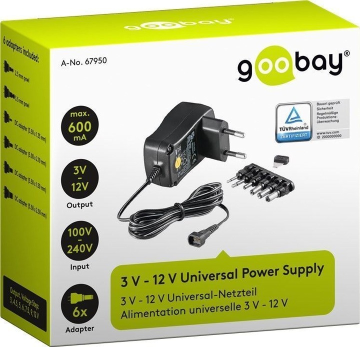 Image du produit Goobay 3 V - 12 V Universal-Netzteil 0.6 A