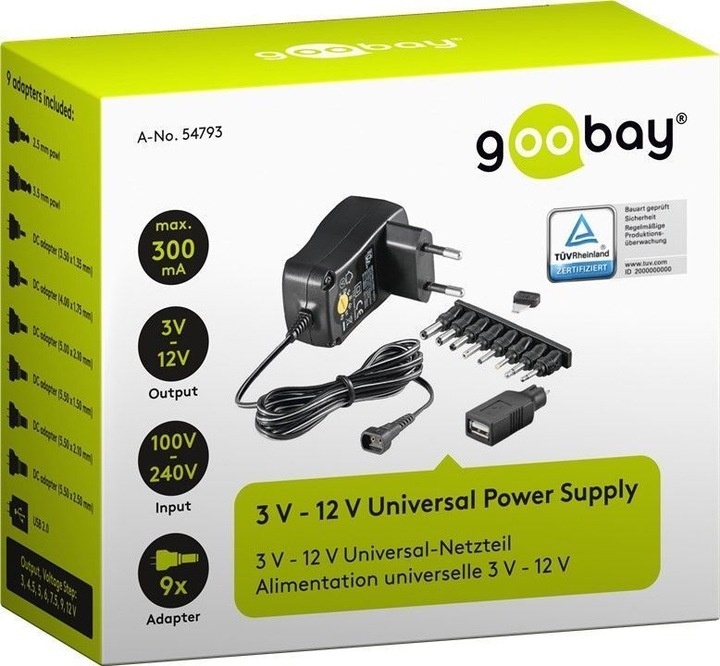 Produktbild Goobay 3 V - 12 V Universal-Netzteil