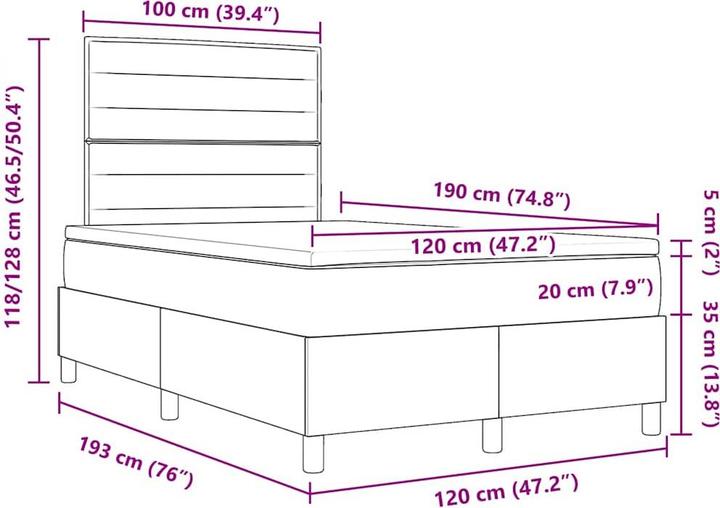 Produktbild vidaXL Boxspringbett (120 x 190 cm)