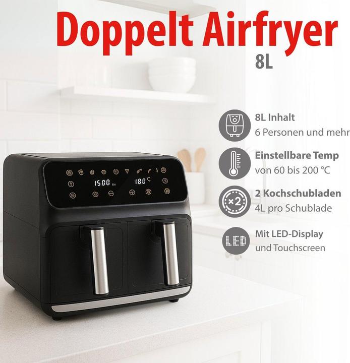 Productafbeelding alpina Dubbele airfryer 8L 230V 1700W