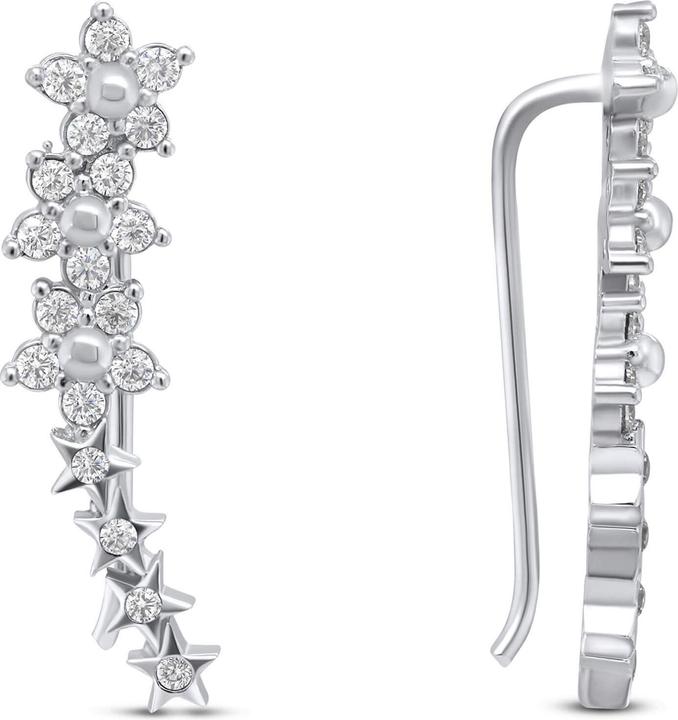 Produktbild Brilio Silver - Playful longitudinal silver earrings with zircons EA81W