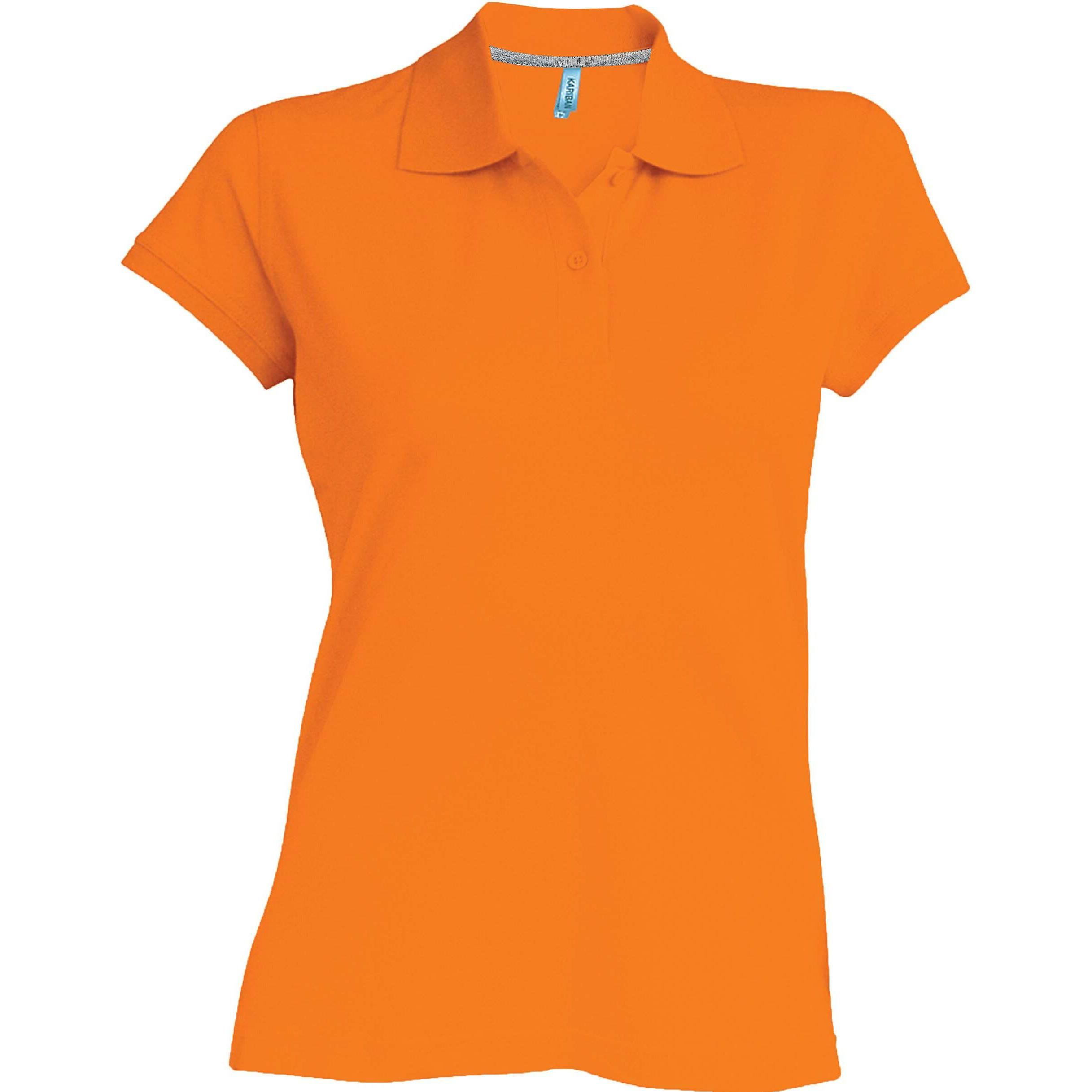 Kariban, Damen, Shirt, Damen Polo mit kurzen Ärmeln, Orange, (XXL)