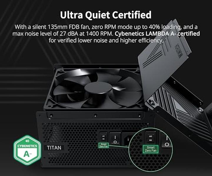 Produktbild Montech Titan 1200W - 80 PLUS & Cybenetics Gold, modular, PCIe 5.0 - 1200 Watt (1200 W)