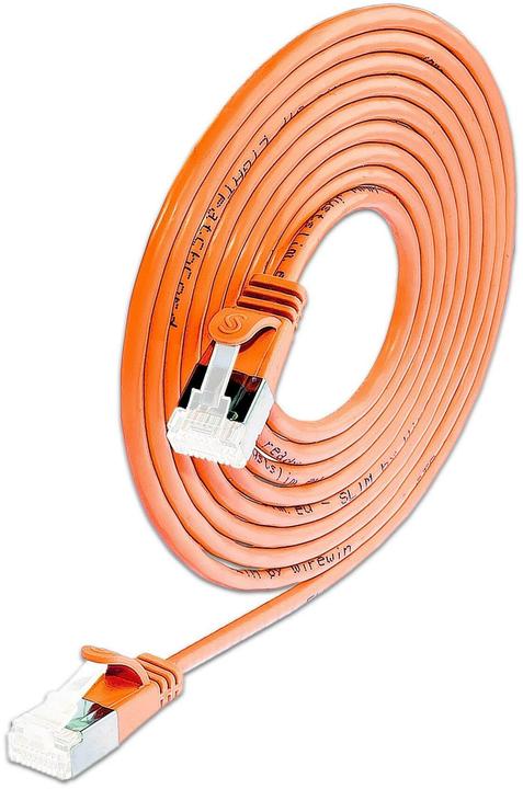 Produktbild SLIM Slimpatchkabel RJ-45, Cat 6A, U/FTP, 0.1 m, Orange (U/FTP, CAT6a, 0.10 m)