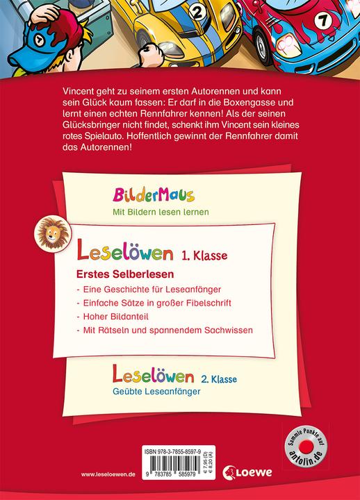 Produktbild Leselöwen 1. Klasse - Ein spannendes Autorennen (Deutsch, Katja Richert, Loewe Erstlesebücher, Michael Böhm, 2018)