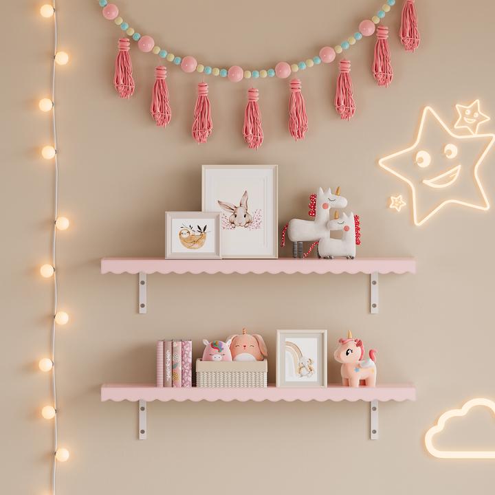 Image du produit En.Casa Kinder-Wandregal 2er Set Vestnes 80x17x4 cm Cotton Candy