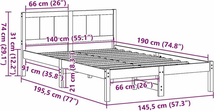 Image du produit vidaXL Bettgestell (140 x 190 cm)