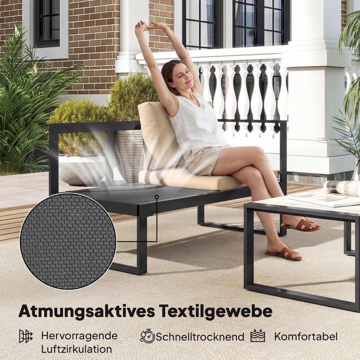 Produktbild Outsunny Gartenmöbel-Set Stahl, Polyester Khaki