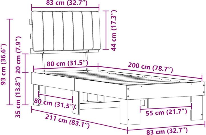 Produktbild vidaXL Bettrahmen (80 x 200 cm)