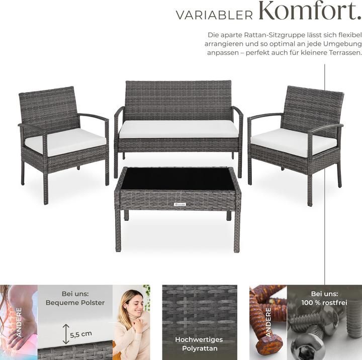 Actual product image tectake Rattan garden furniture set Sparta 3+1