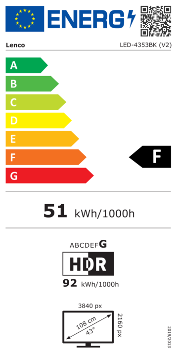 Energie-Label Lenco LED-4353BK (43", LED, 4K)