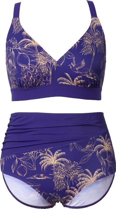 Image du produit Ulla Popken Bikini, motif palmiers, sans bonnets souples, bretelles réglables, matière recyclée (42)