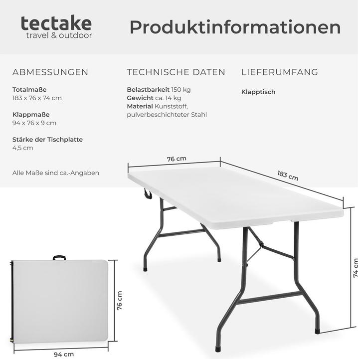Image du produit tectake Table pliante