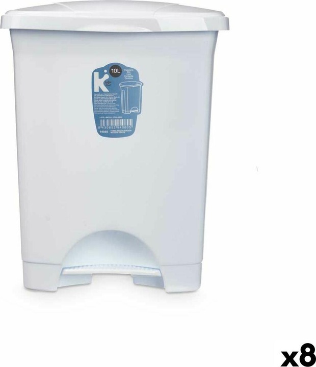 Natec Papierkorb mit Pedal Weiss Kunststoff 10 L (8 Stück) (10 l)