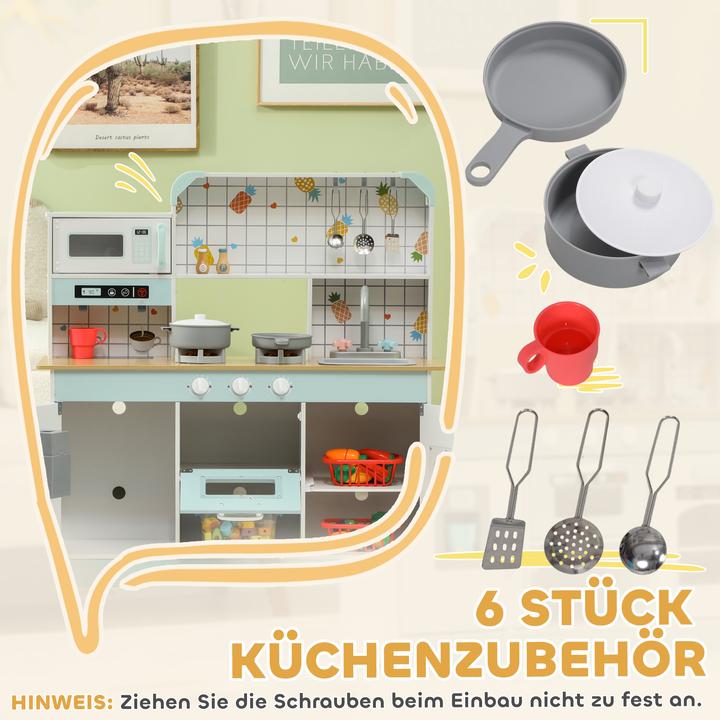 Produktbild Aiyaplay Kinderküche MDF, Edelstahl Weiss