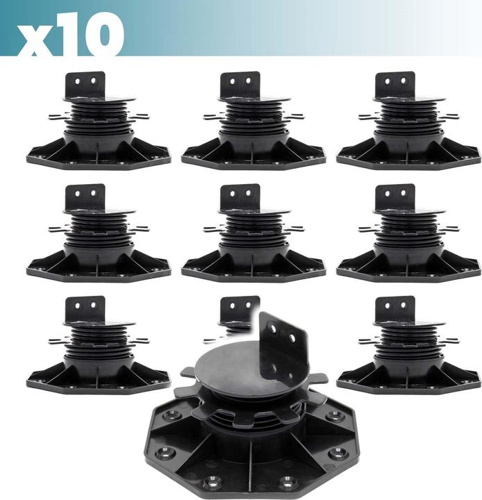 Image du produit XPOtool Plots de terrasse Set 10x Charge 2700kg Pieds réglages Hauteur 33-64mm Lames Dalles Piscine (10 x)