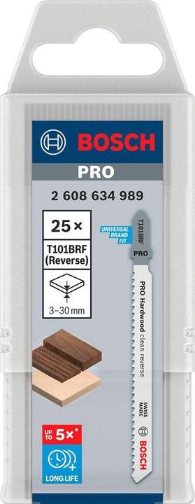 Image du produit Bosch Professional Zubehör Lame de scie sauteuse PRO Hardwood clean reverse T101BRF, 100 mm, 25 pcs.