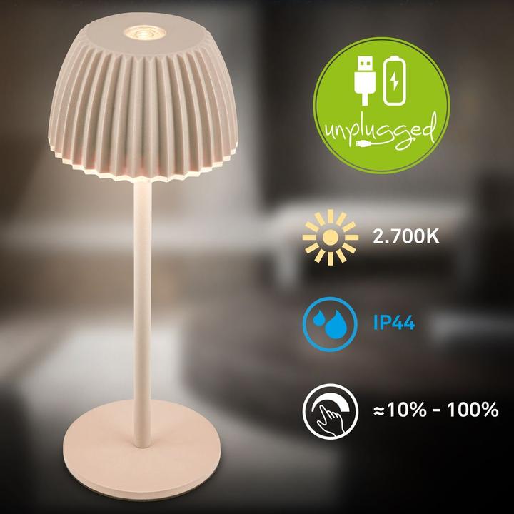 Immagine prodotto Briloner Brilo unplugged RIFFLE Akku Nano Tischleuchte mit Lichtkante - Beige (130 lm)