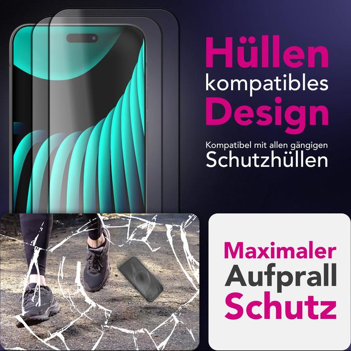 Produktbild Nalia Schutzglas "ArmorGlassX" - 2x Display Glas Ultra Klar 9H Härte - Screen Protector Tempered Glass (2 Stk., Apple iPhone 17)