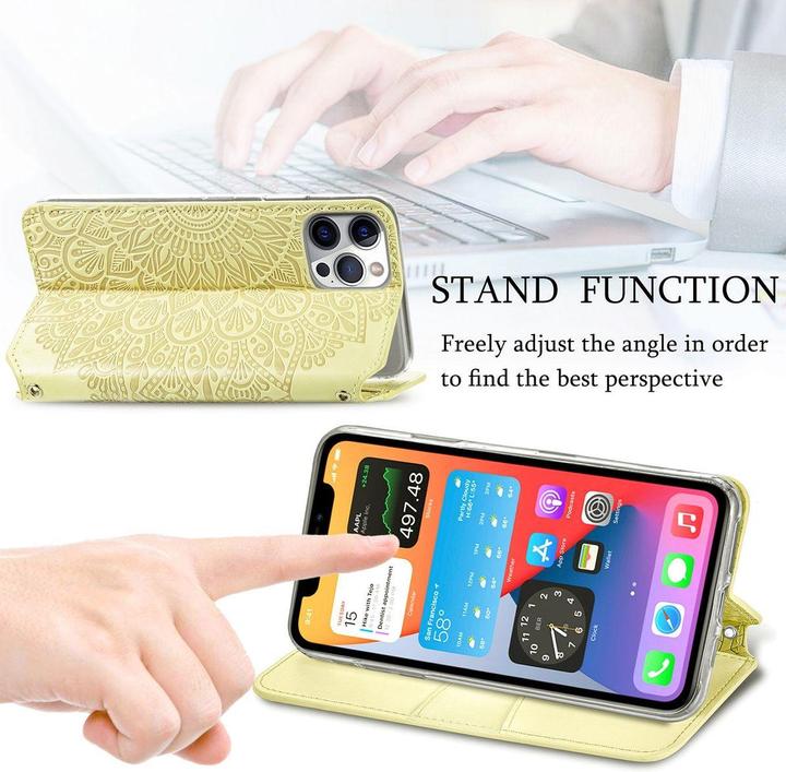 Produktbild König Design Hülle Handy Schutz für Apple iPhone 12 Mini Case Flip Cover Tasche Etuis Gelb (Apple iPhone 12 mini)