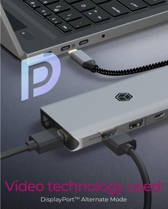 Produktbild Icy Box DockingStation mit 8K, Gigabit LAN & 100W PD IB-DK4061-CPD (USB-C, 12 Ports)