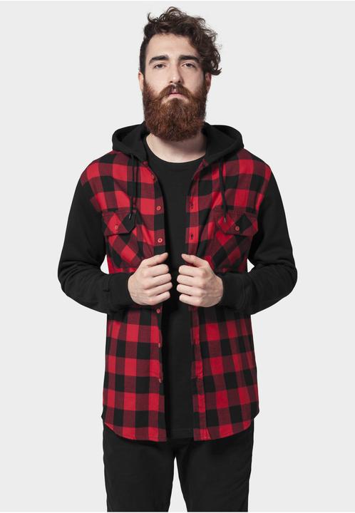 Produktbild Urban Classics Hooded Checked Flanell Sweat Sleeve Shirt (M)