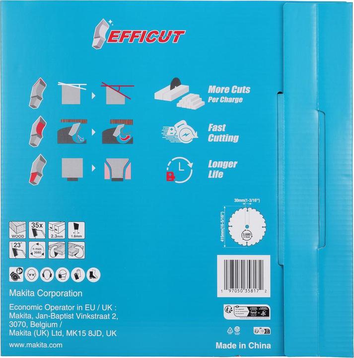 Productafbeelding Makita Zubehör E-24848 Kreissägeblatt Holz Efficut 415x30x2,3 35T 23g