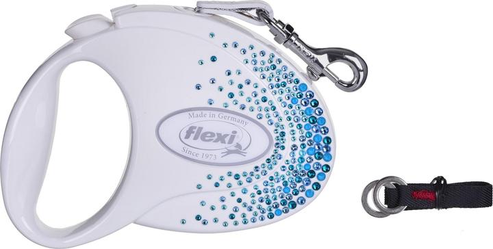 Productafbeelding Flexi Glam Splash Oceaan met Swarovski-kristallen M - Intrekbare hondenriem - 5 m - Wit (M, Hond, Algemeen, Loop)