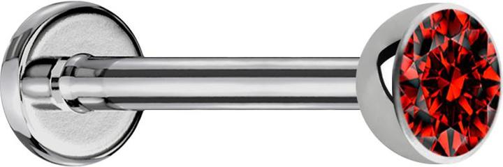 Actual product image Star Piercing Micro labret silver with hemisphere crystal red (without brass, Titanium)