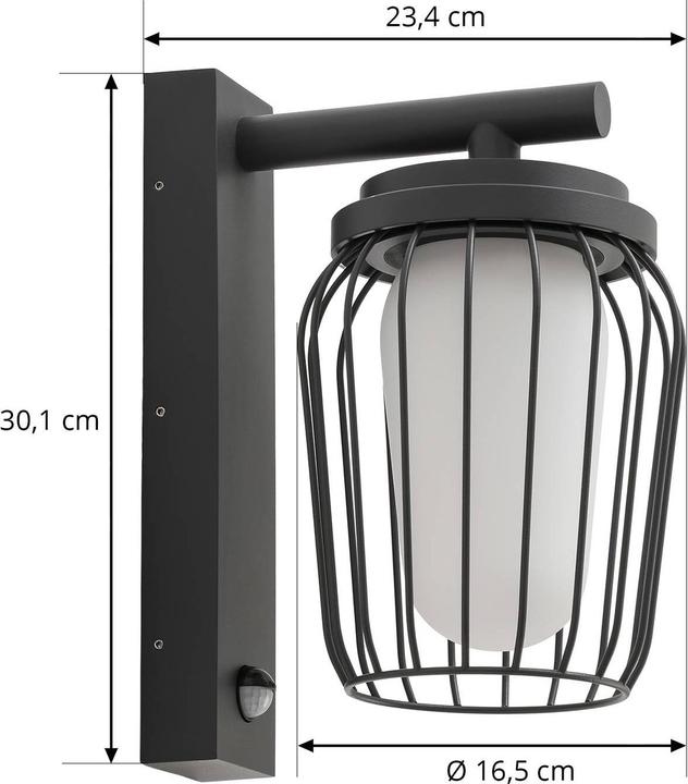 Actual product image Lucande Chandan outdoor wall light 30.1cm with sensor (E27, IP54)